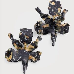 Lele Sadoughi Spotted Tortoise Small Paper Lily Earrings NEW